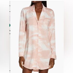 Pink and White Tie-Dye Button-Up Moonlight Nightshirt